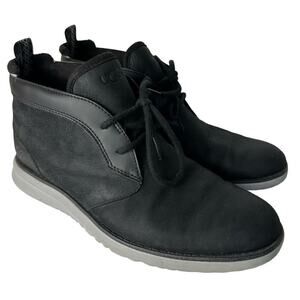Ugg Boots Union Chukka Leather Waterproof Lace Up Treadlite Charcoal Black 8